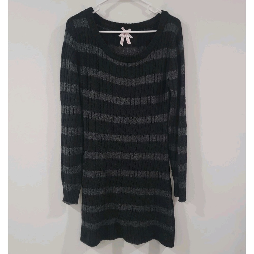 Y2K Derek Heart Womens Cable Knit Sweater Mini Dress Size Large Elana Bella